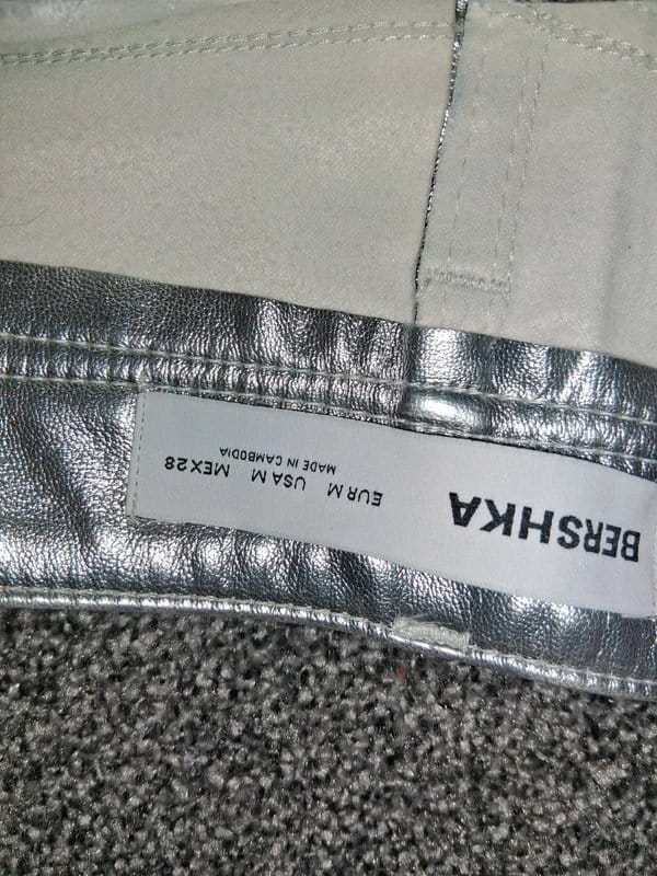 Bershka Silver PVC Slim Fit Trousers