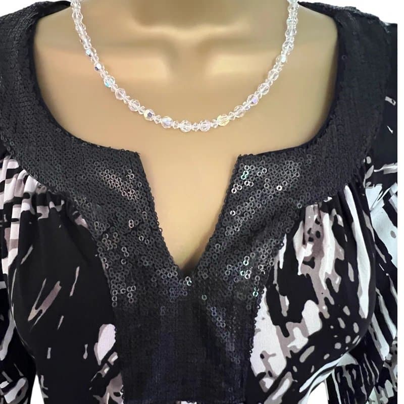 Marks & Spencer Marks & Spencer Black Ivory Sequin Neckline Top UK 8