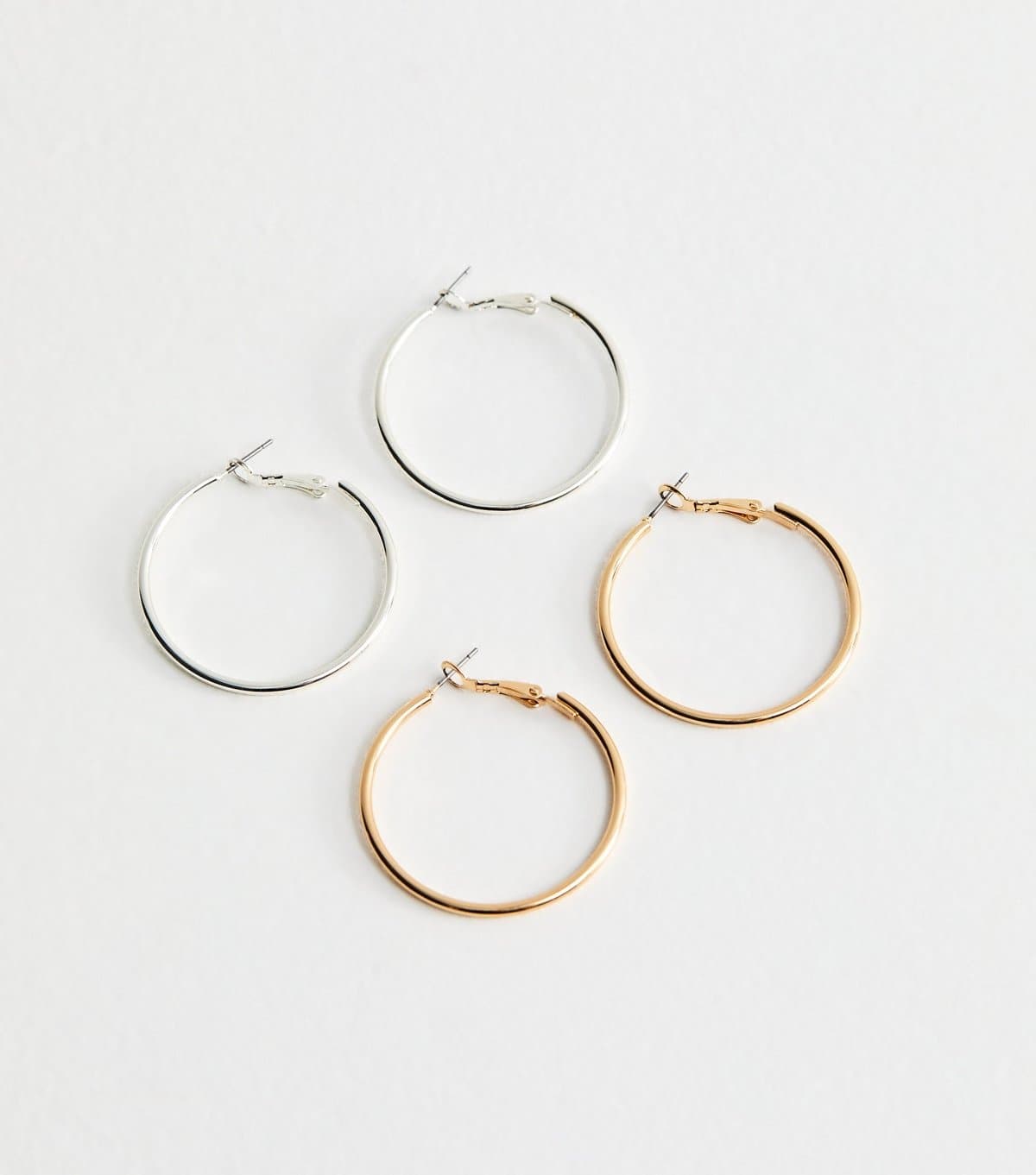 New Look Pack of 2 Gold and Silver Tone 40mm Hoop Earrings New Look
