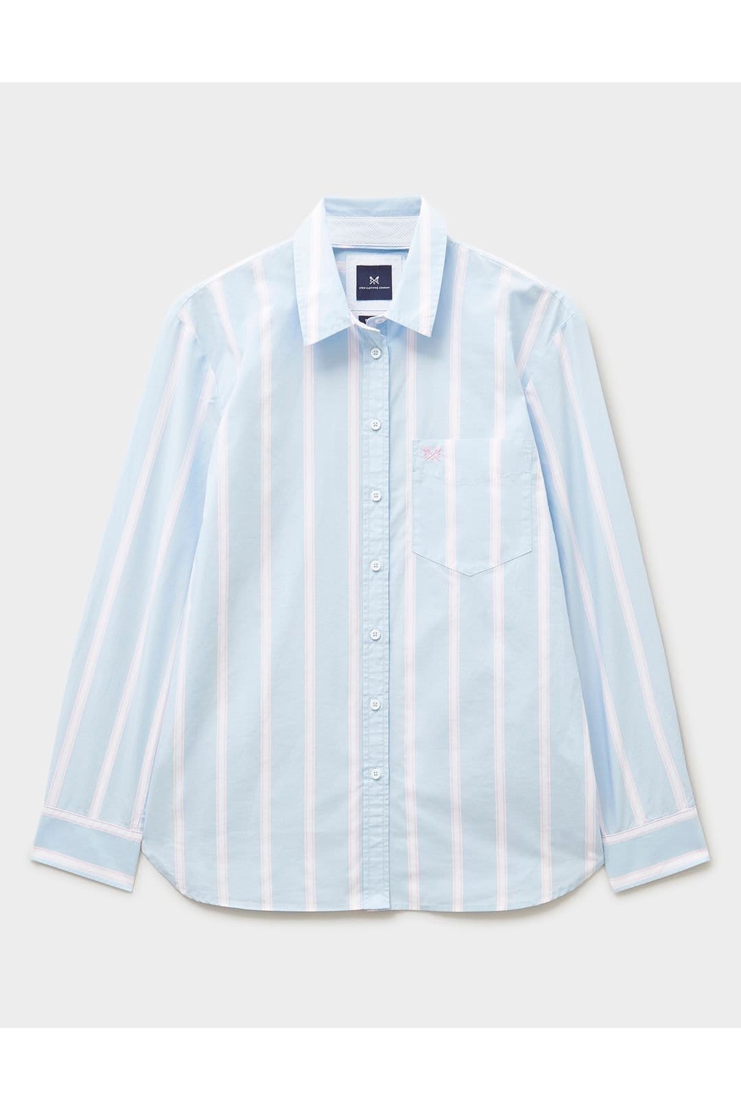 Crew Clothing Women's Relaxed Fit Poplin Shirt White Blue