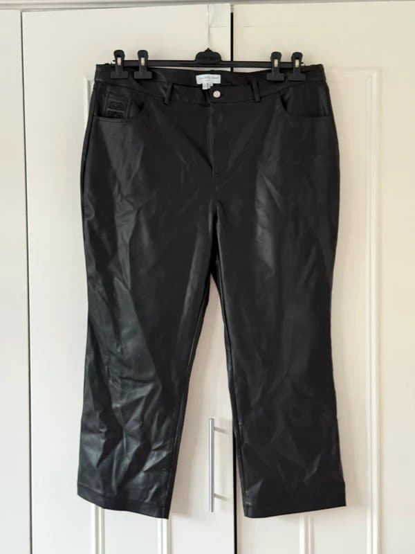 Never Fully Dressed Never Fully Dressed black faux leather jeans size 22