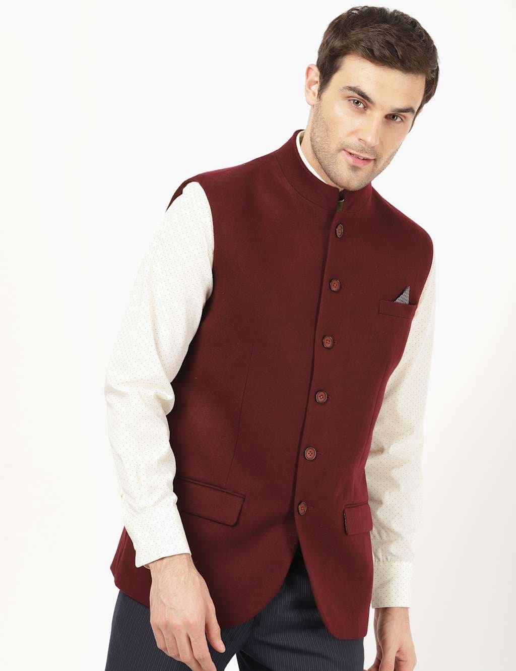Marks & Spencer M&S MELTON SOLID WAISTCOAT Wine