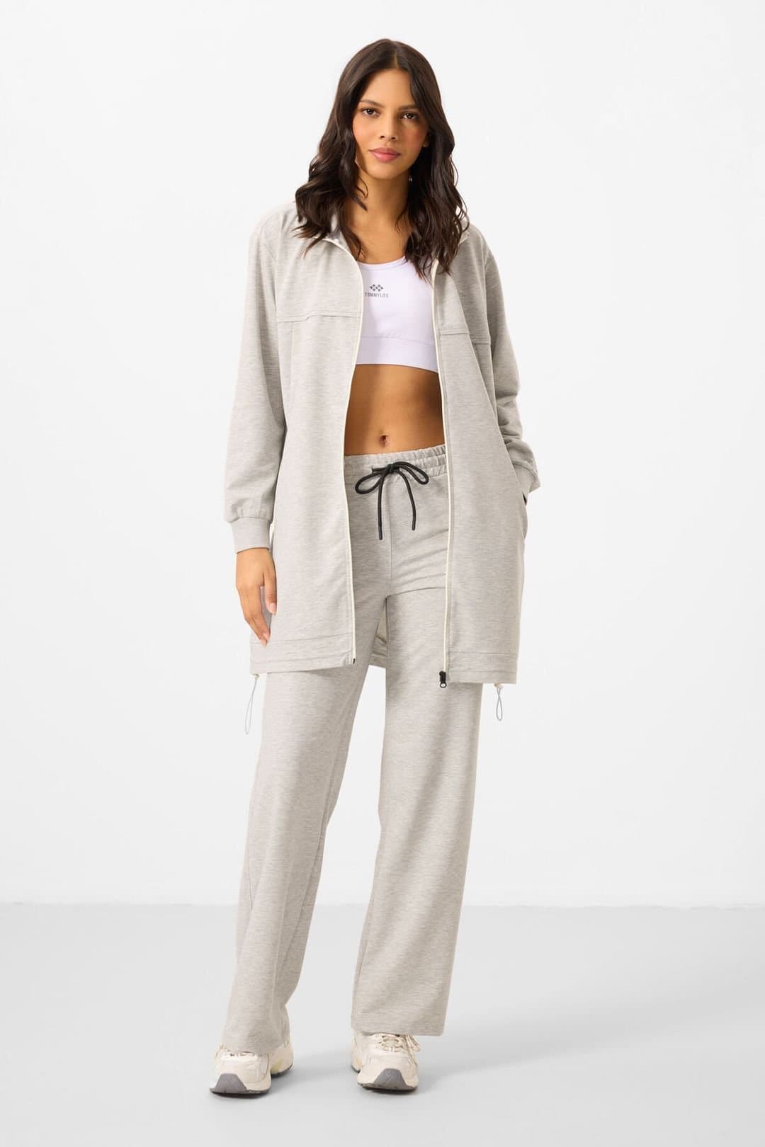 Tommy Life Tommy Life Women's Fleece Tracksuit Set in Light Grey