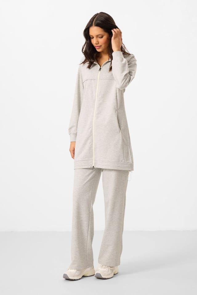 Tommy Life Tommy Life Women's Fleece Tracksuit Set in Light Grey - 3