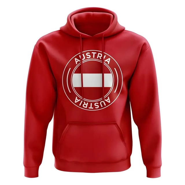 Austria Austria Men's Personalised Football Badge Hoodie in Red - 2