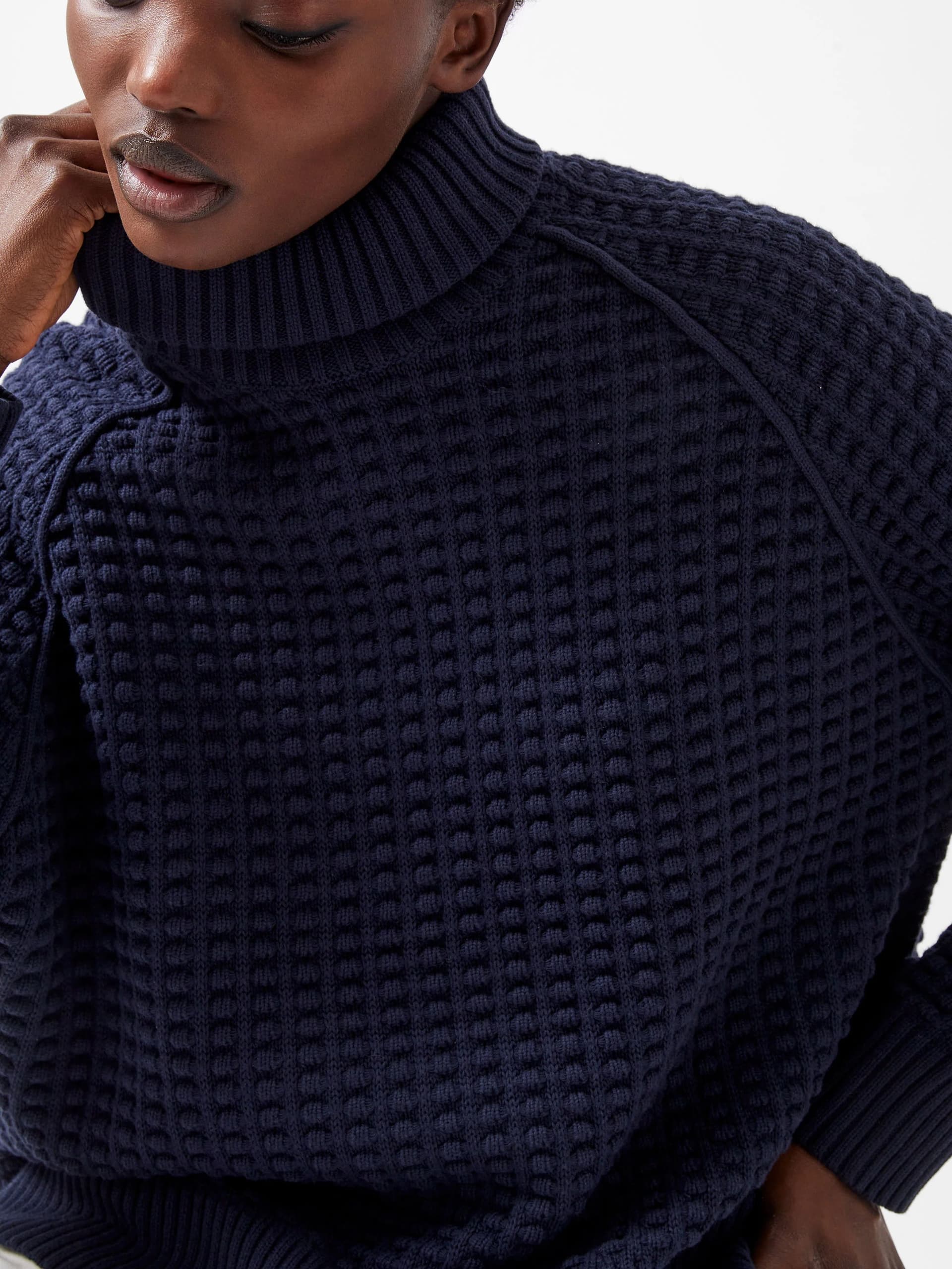 French Connection Keya Popcorn Knit Mozart Jumper Marine