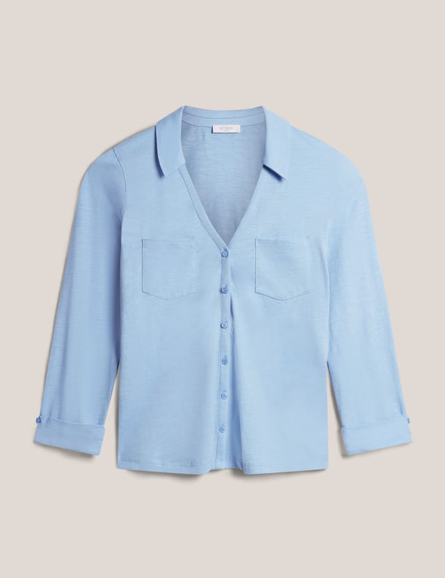 Hobbs London Hobbs London Women's Zariah Slub Shirt in Baby Blue - 2