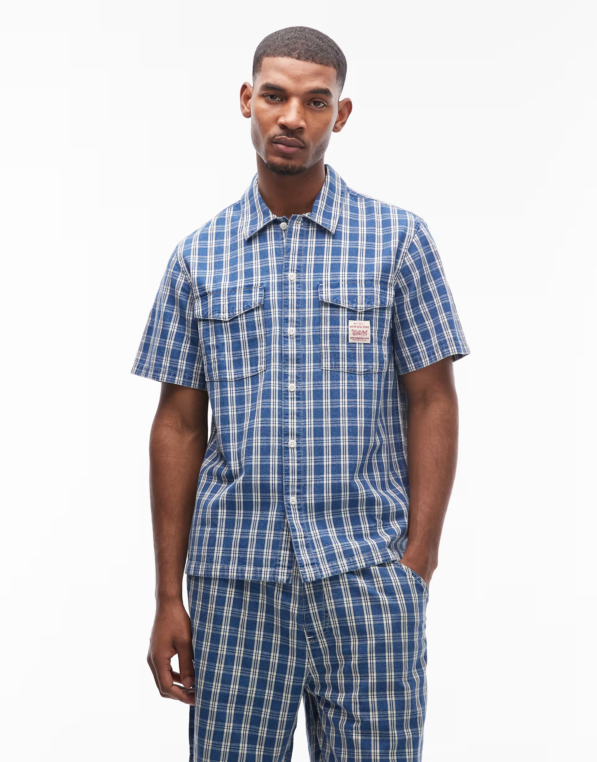 ASOS Levi's Workwear co-ord short sleeve shirt in blue check - 1