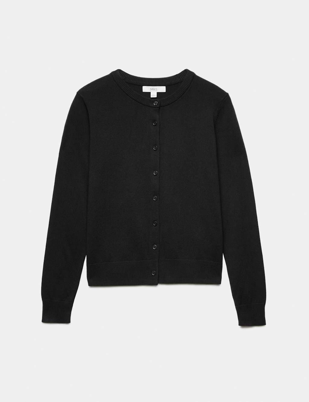 Marks & Spencer M&S Crew Neck Button Through Cardigan Black