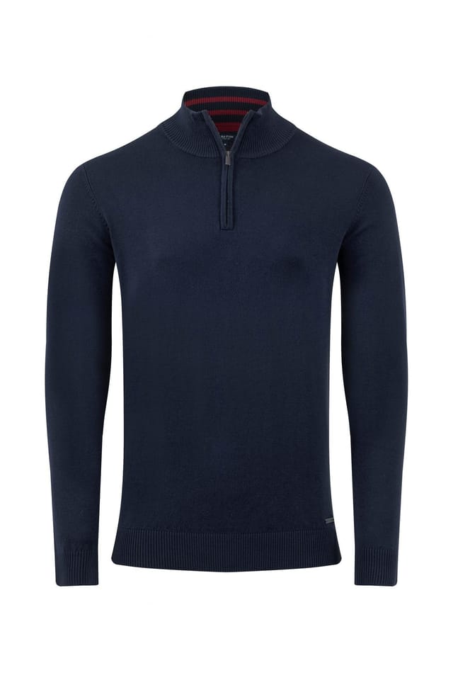 Weird Fish Weird Fish Men's Frederick 1/4 Zip Fine Knit Jumper in Midnight - 2