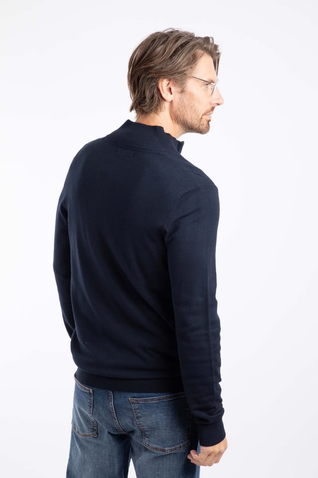 Weird Fish Weird Fish Men's Frederick 1/4 Zip Fine Knit Jumper in Midnight - 3