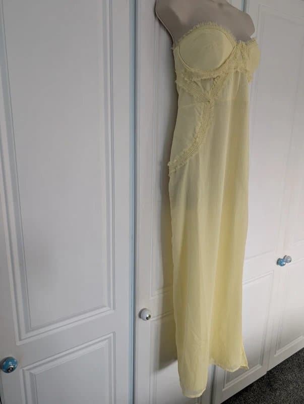 ASOS ASOS Design raw edge corset detail midi dress in yellow size 16