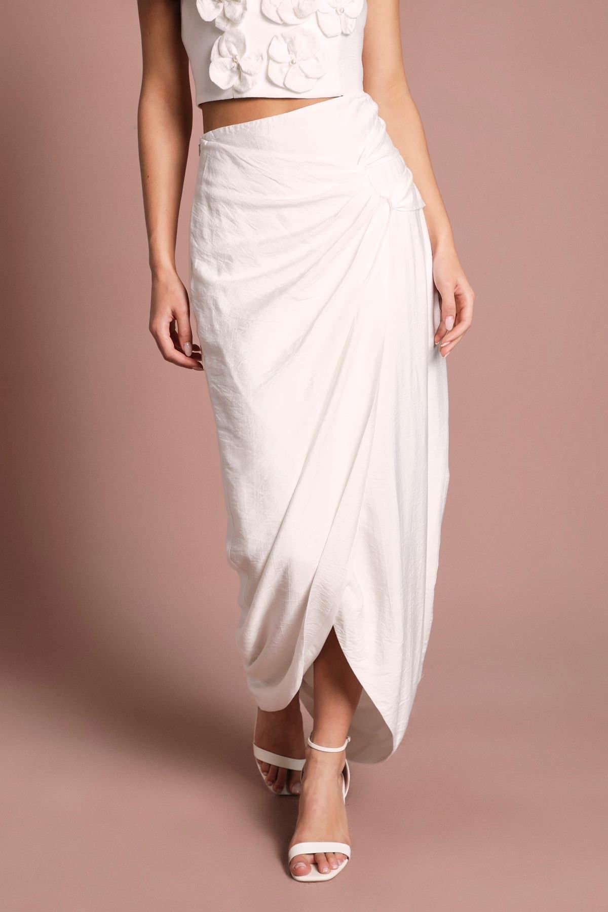 Coast Coast Women's Twist Detail Wrap Wedding Midi Skirt Co Ord in Ivory