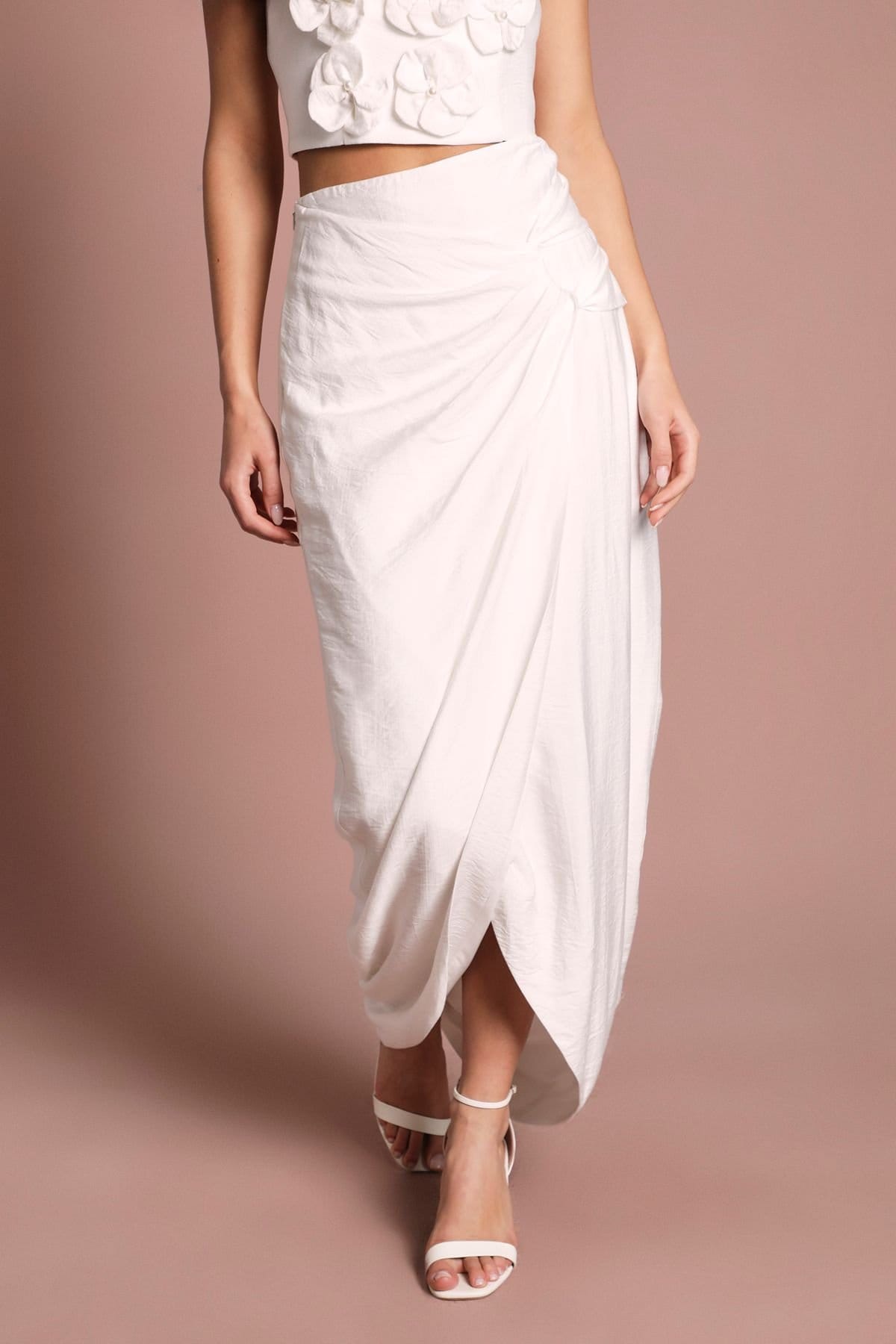 Coast Ivory Wrap Midi Skirt with Twist Detail