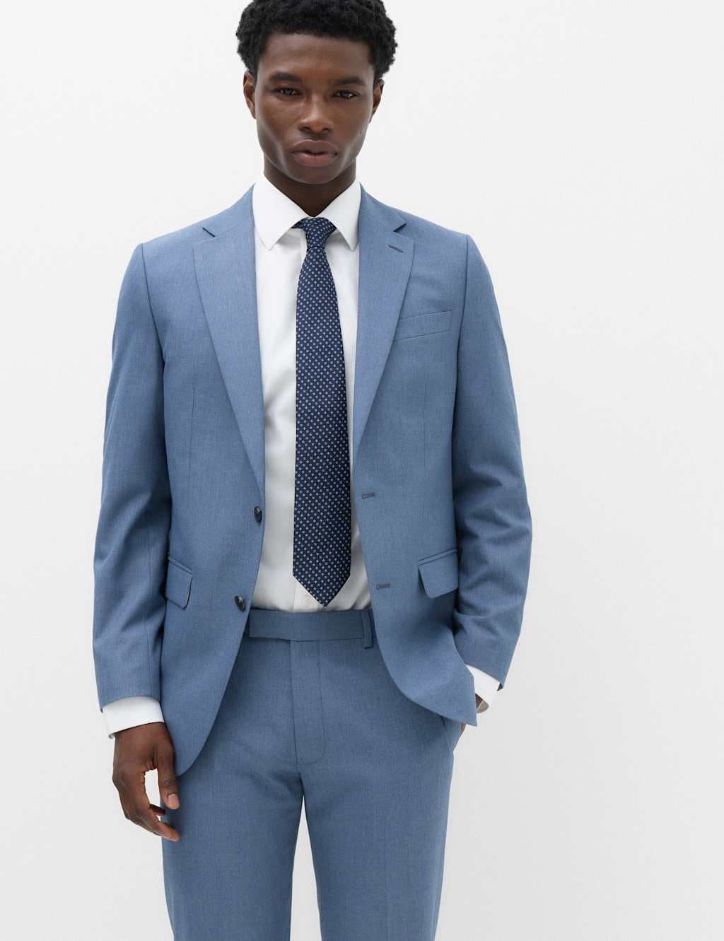 Marks & Spencer M&S Tailored Fit Textured Jacket Light Airforce