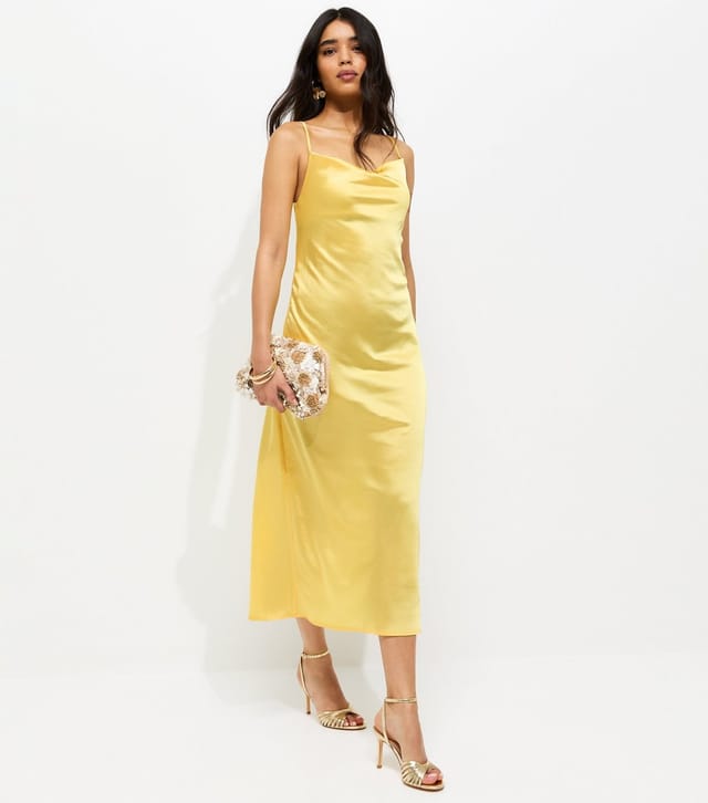 New Look Women's Light Yellow Satin Slip Dress New Look - 3
