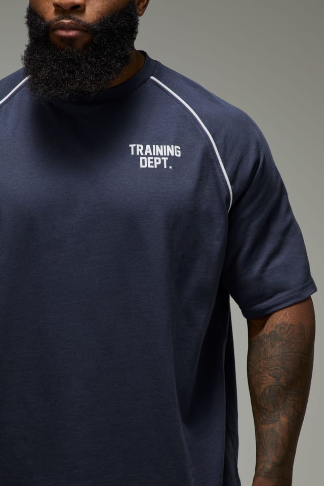 Training Dept. Training Dept. Men's Training Dept Oversized Piping T-Shirt in Navy - 3