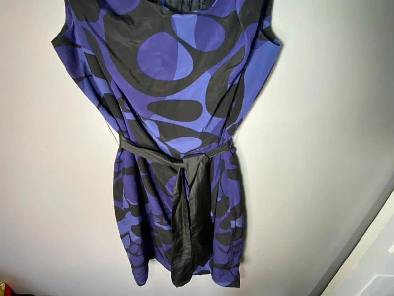 Nicole Farhi FARHI by Nicole Farhi blue & black knee length silk dress size 12