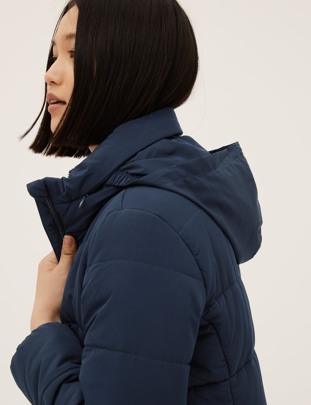Marks & Spencer M&S Recycled Thermowarmth™ Funnel Neck Coat Navy - 3