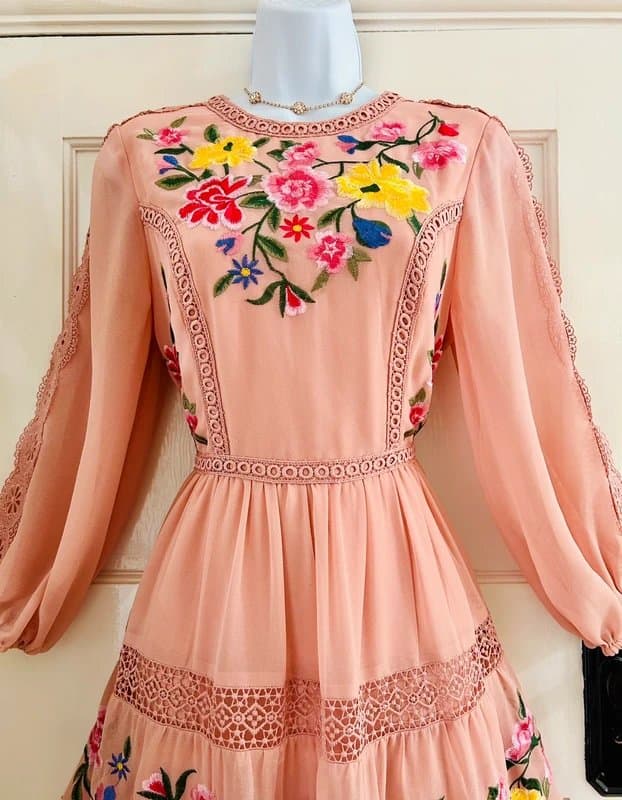ASOS Embroidered floral Mini dress wedding special occasion holiday party evening 10