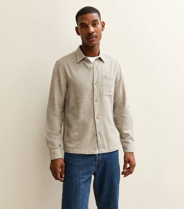 New Look Men's Grey Regular Fit Long Sleeve Marl Shirt New Look - 2