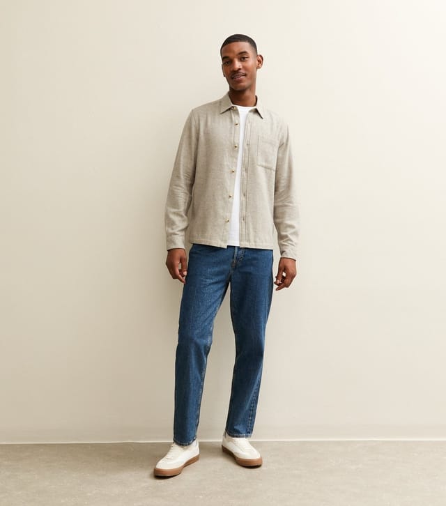 New Look Men's Grey Regular Fit Long Sleeve Marl Shirt New Look - 3