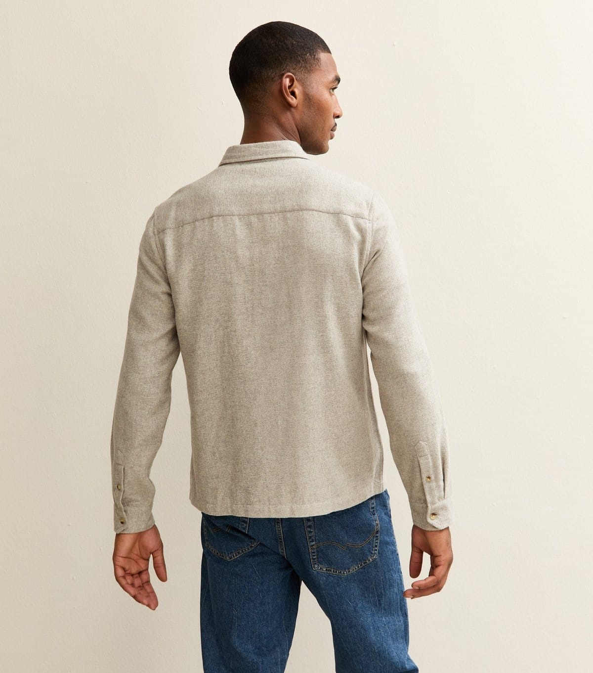 New Look Men's Grey Regular Fit Long Sleeve Marl Shirt New Look - 4