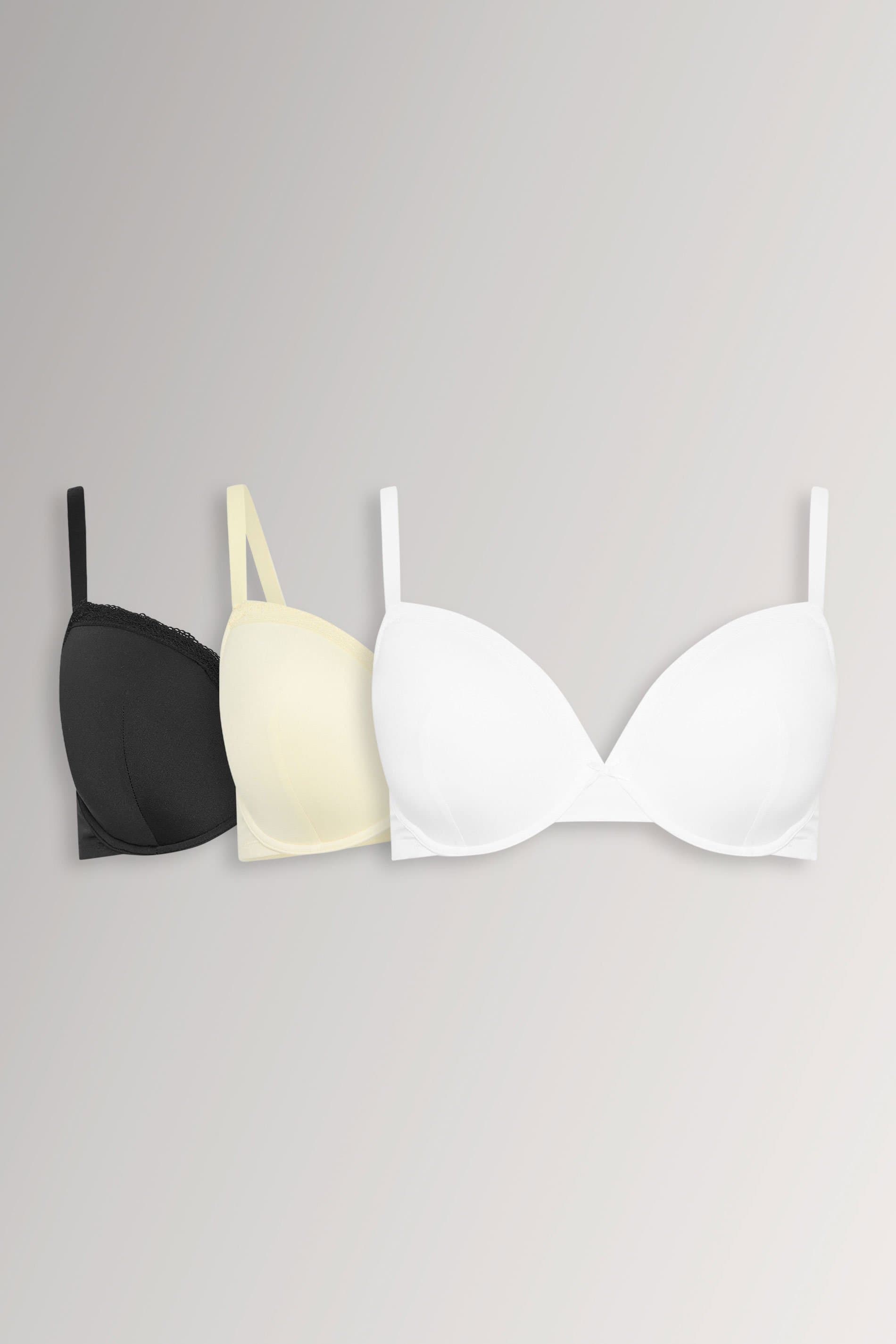 Yours 3 Pack Plus Size Black & Yellow Moulded Underwired Tshirt Bras