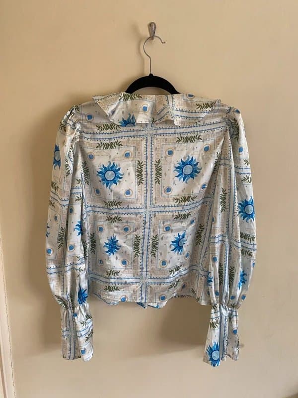Never Fully Dressed Never fully dressed white blue sun ruffle blouse 12