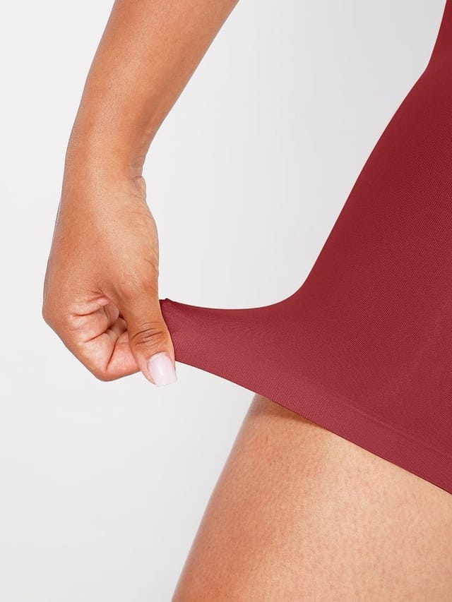 GWB Shapewear GWB Shapewear Women's Burgundy Sculpt Removable Straps Butt Lift Tummy Control Shapewear - 2