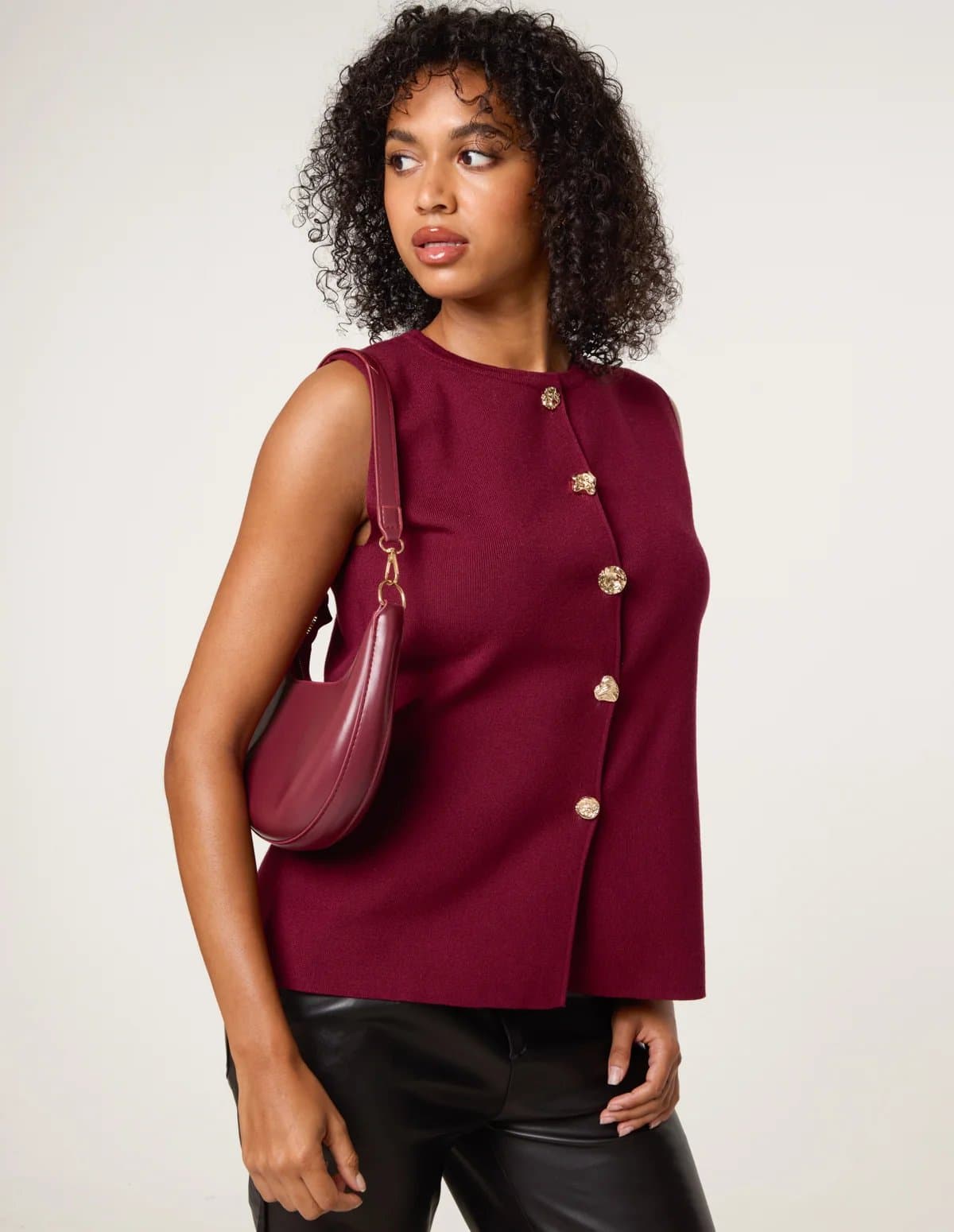Blue Vanilla Button Front Tailored Vest