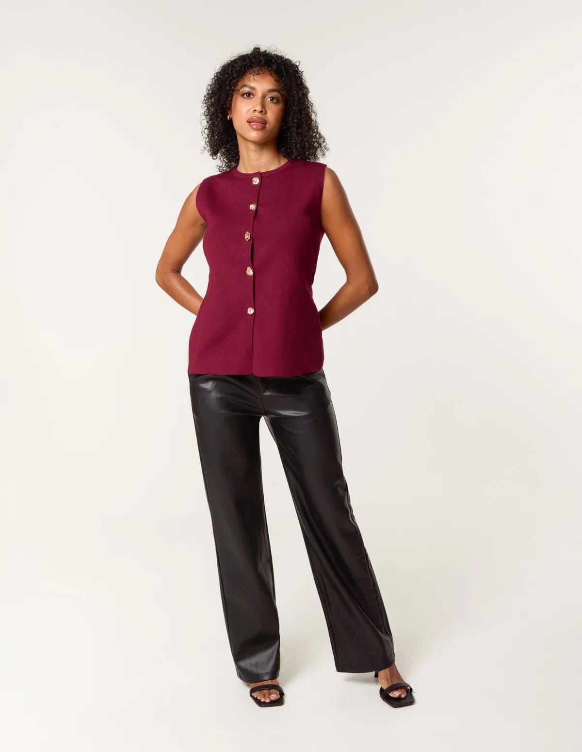 Blue Vanilla Button Front Tailored Vest - 4