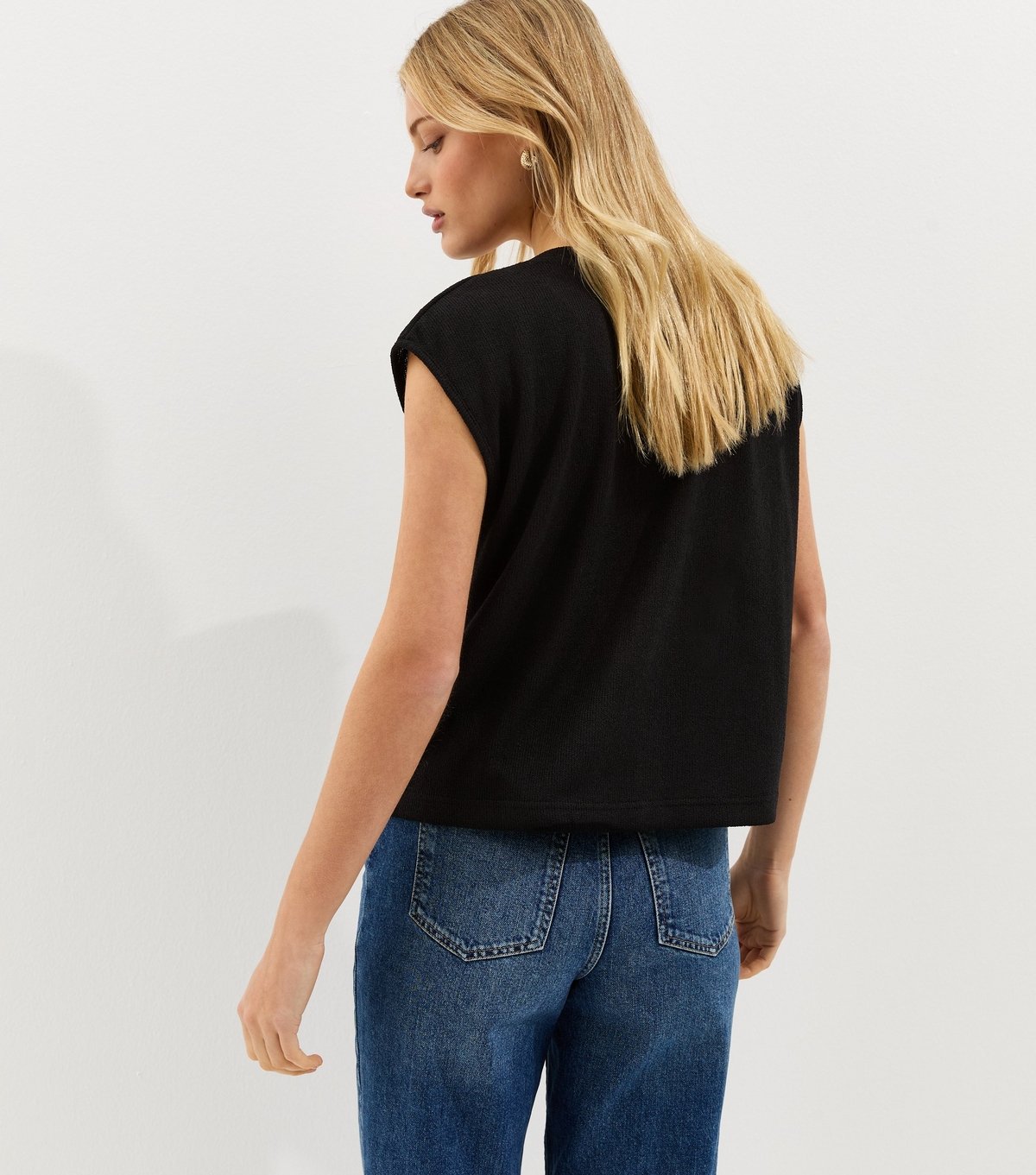 New Look Women's Black Soft Touch Button Up V-Neck Top New Look - 4