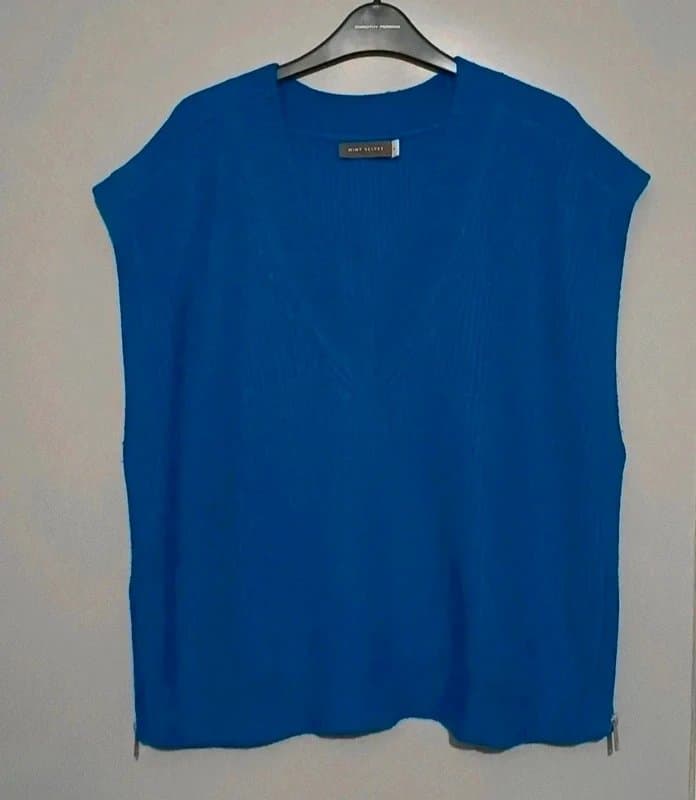 Mint Velvet Mint Velvet Cobalt Blue V-Neck Waistcoat- size XL/18