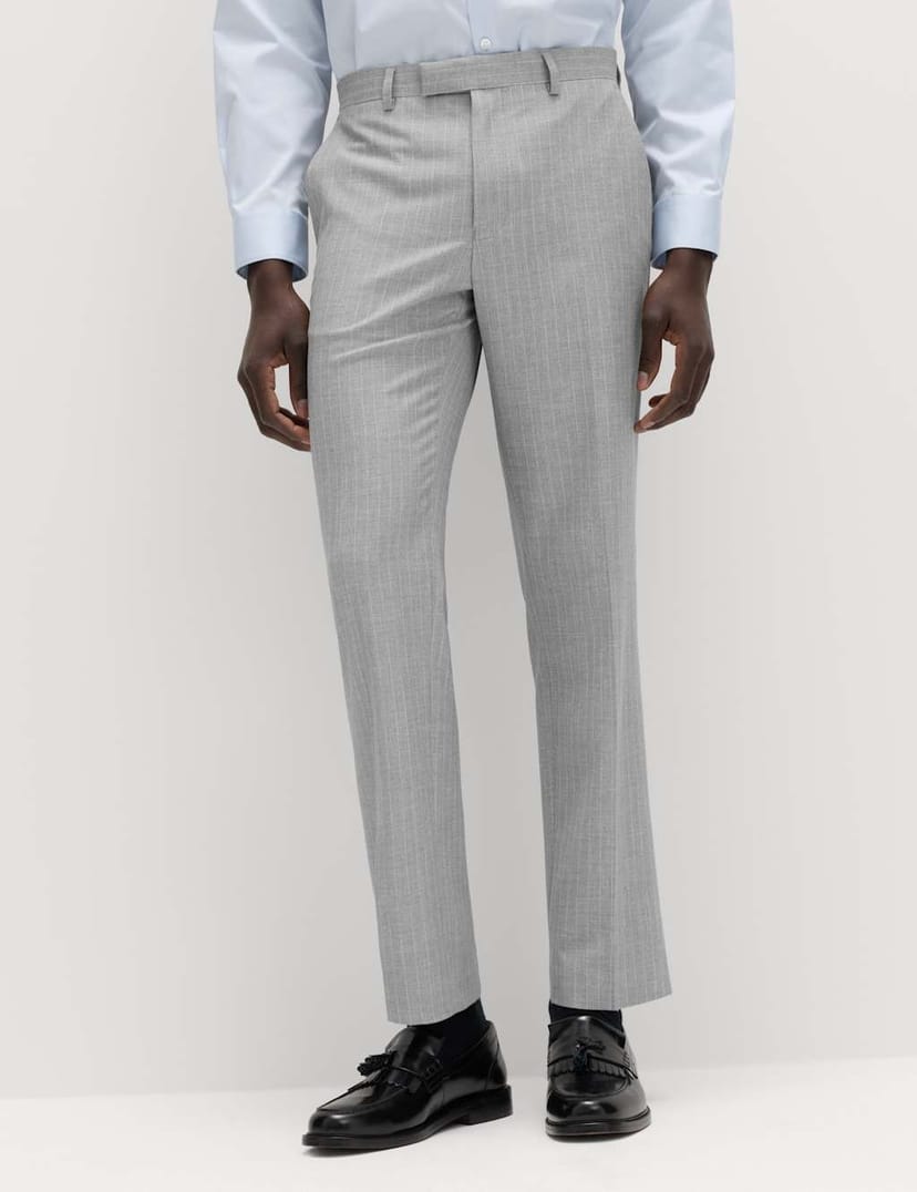 Marks & Spencer M&S Regular Fit Pinstripe Suit Trousers Light Grey Mix - 1