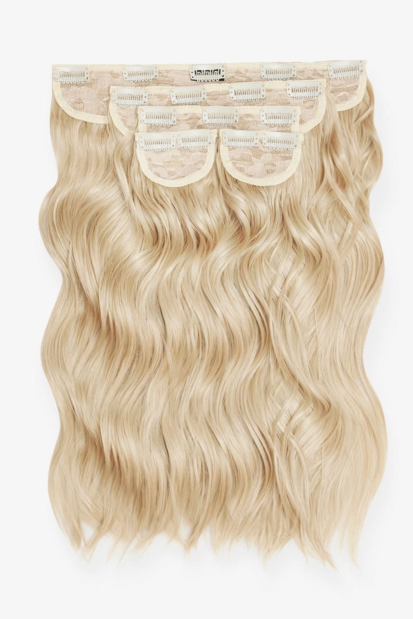 LullaBellz Lullabellz Women's Super Thick 16" 5 Piece Brushed Out Wave Clip In Hair Extensions in Light Blonde - 1