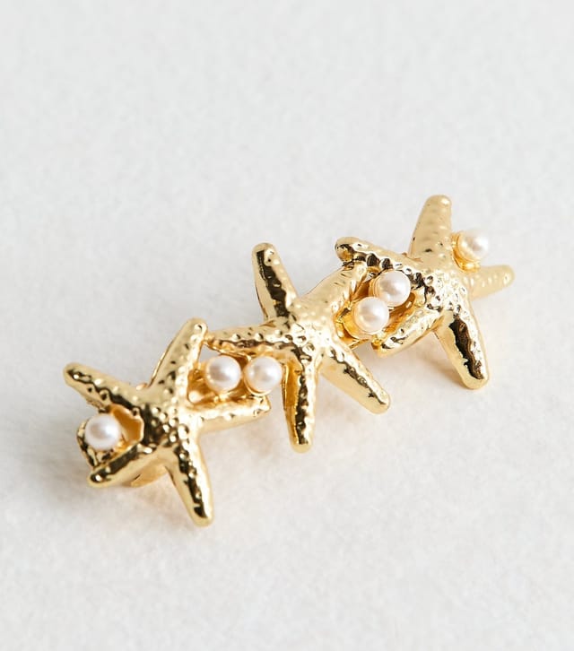 New Look Gold Tone Starfish Faux-Pearl Slide Hair Clip New Look - 2