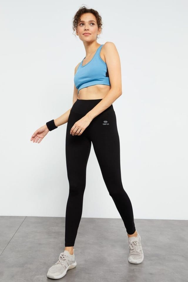 Tommy Life Tommy Life Women's High-Waist Cotton-Lycra Jersey Leggings in Mid Grey - 3