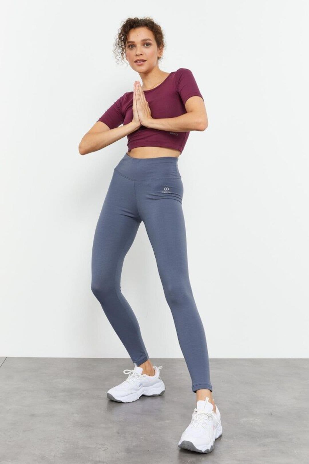Tommy Life Tommy Life Women's High-Waist Cotton-Lycra Jersey Leggings in Mid Grey - 4