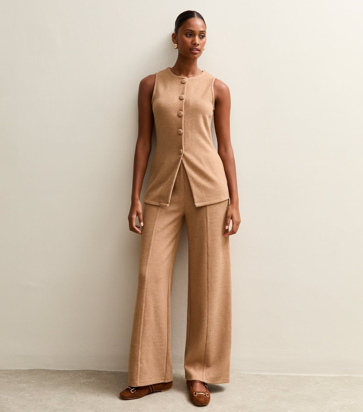 New Look New Look Camel Soft Touch Wide Leg Trousers