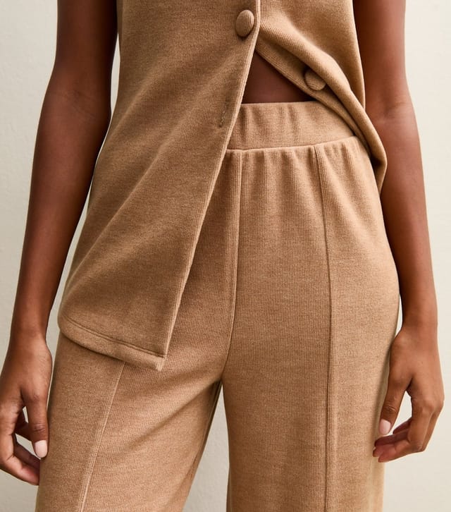 New Look Women's Camel Soft Touch Compact Wide Leg Trouser New Look - 2