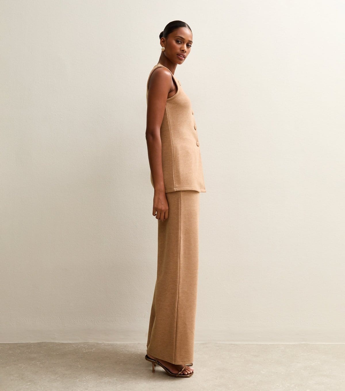 New Look Women's Camel Soft Touch Compact Wide Leg Trouser New Look - 4