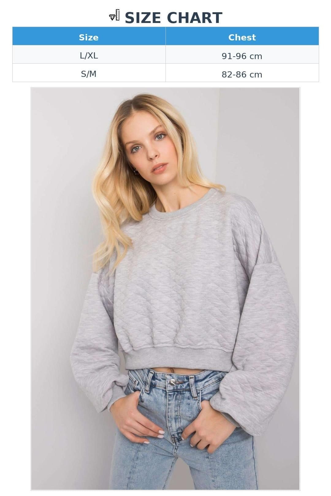 Love Lace Love Lace Women's Quilted Short Sweatshirt With Ribbed Hem in Grey - 4