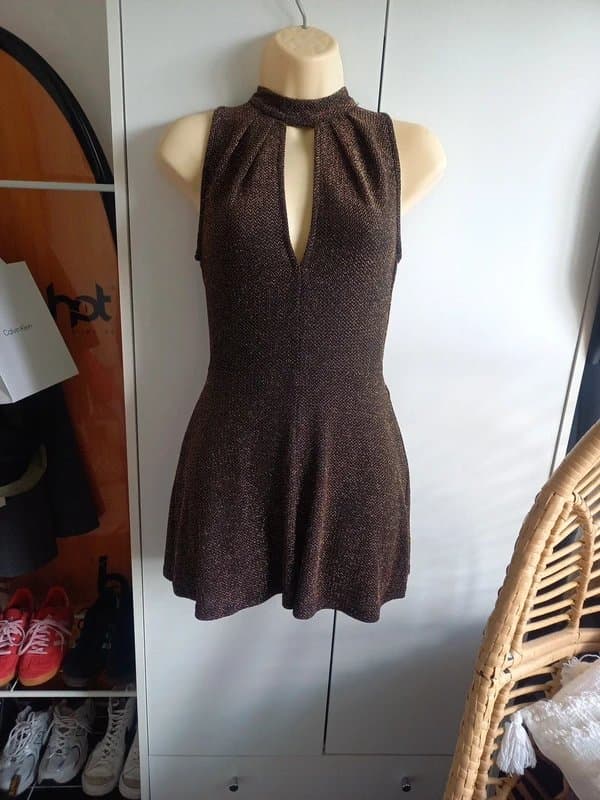 Topshop Just in Black/gold 'Topshop' playsuit