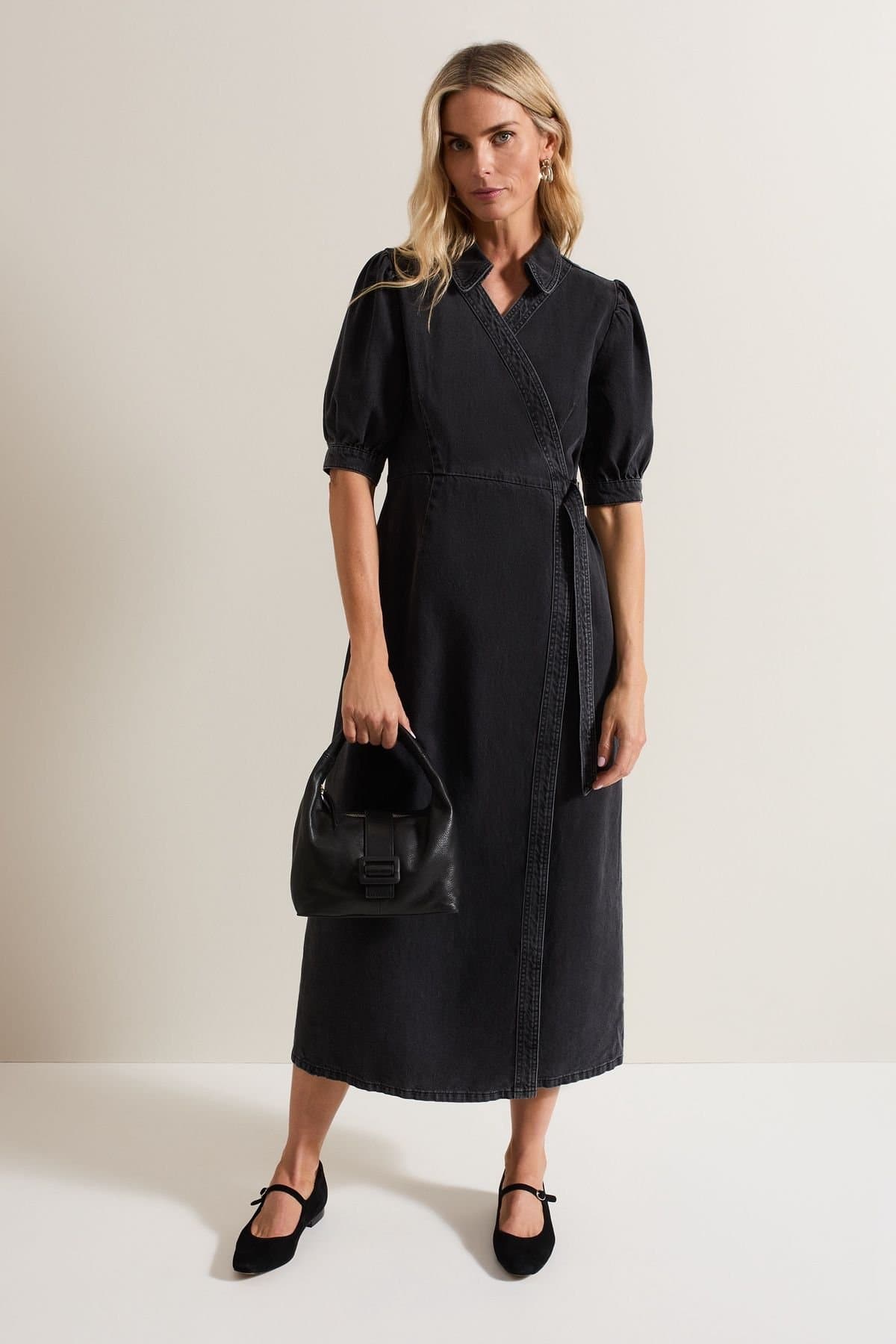 Phase Eight Phase Eight Women's Senita Grey Denim Wrap Dress in Dark Grey