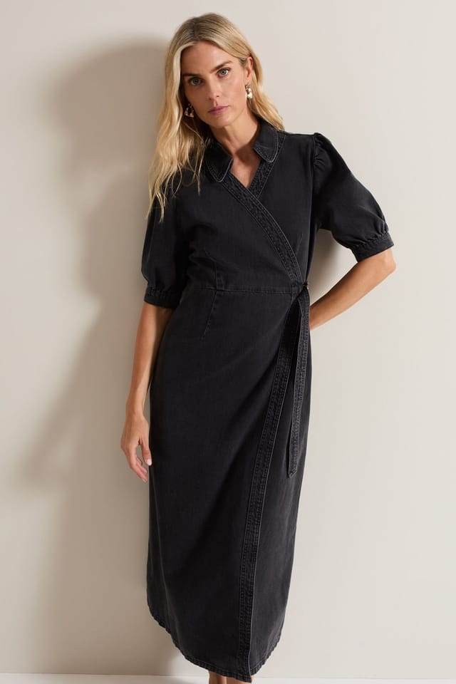 Phase Eight Phase Eight Women's Senita Grey Denim Wrap Dress in Dark Grey - 3