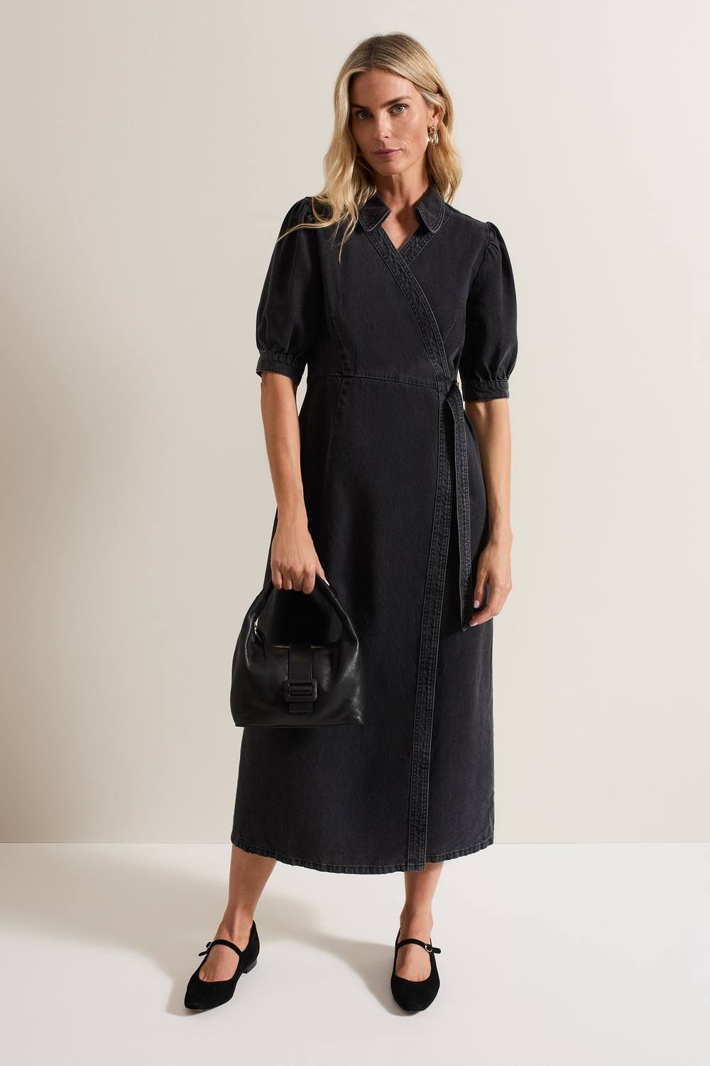 Phase Eight Phase Eight Women's Senita Grey Denim Wrap Dress in Dark Grey - 4