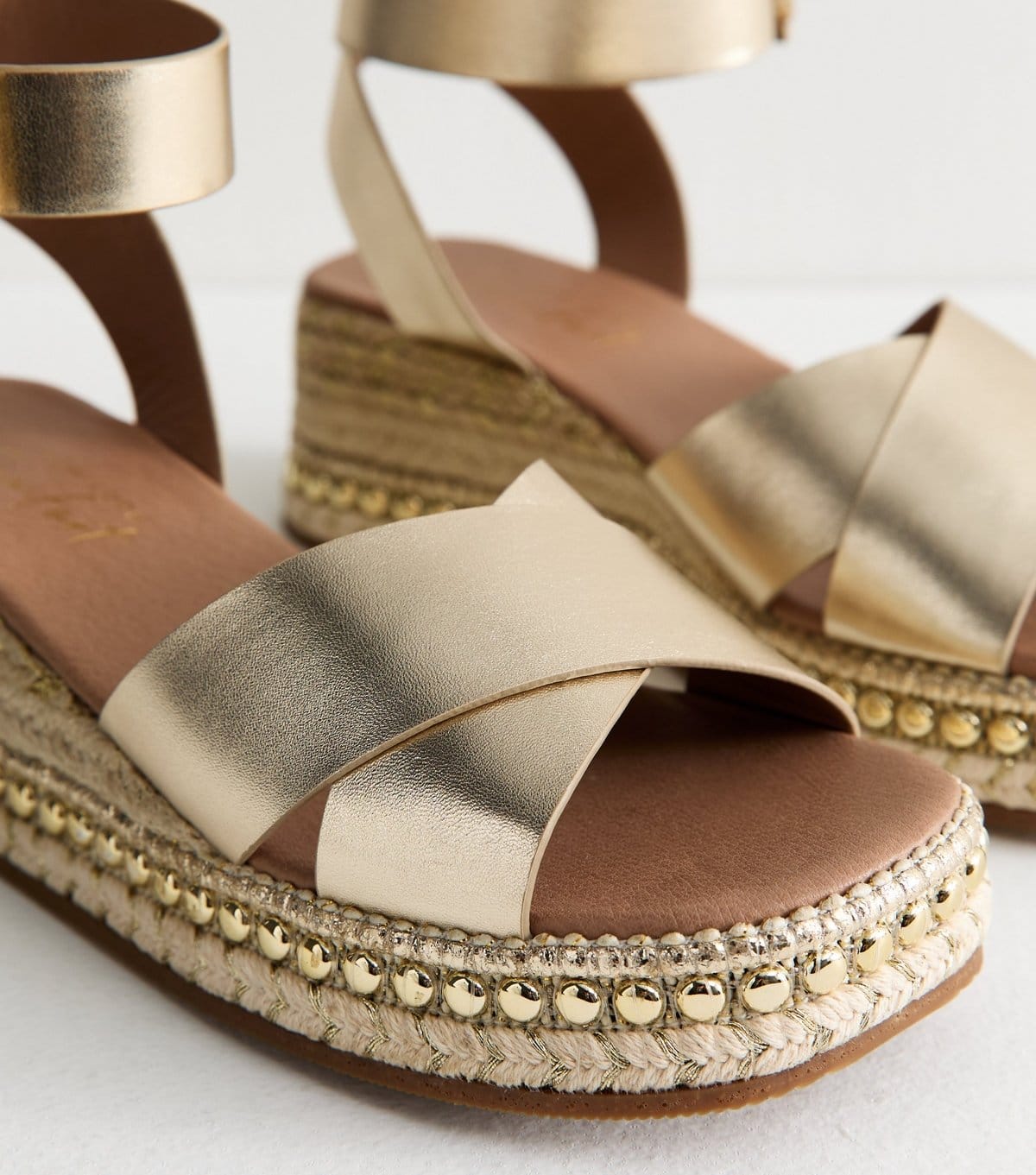 New Look Women's Gold Metallic Faux Leather Flatform Sandals New Look - 4