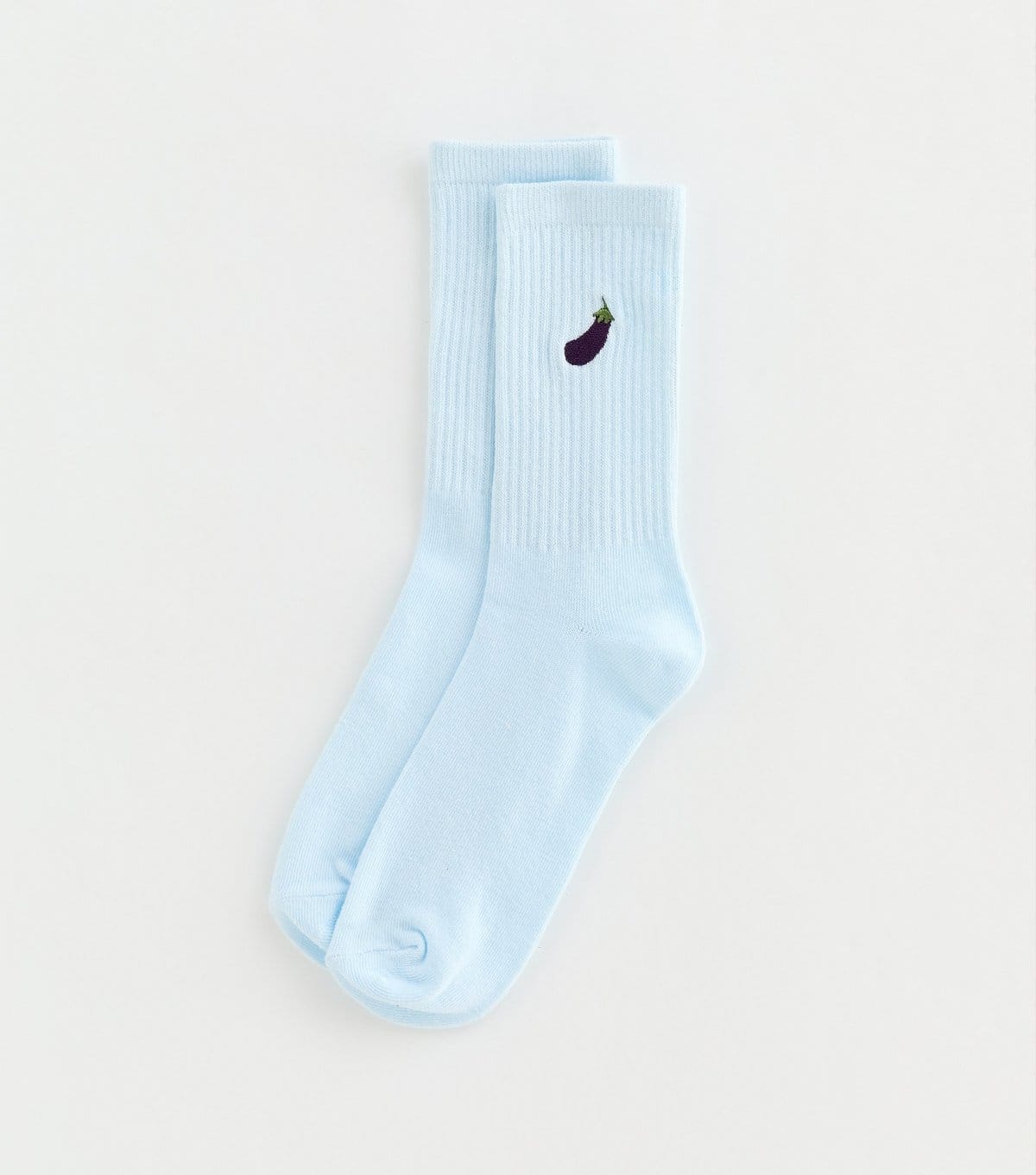 New Look Blue Embroidered Aubergine Ribbed Tube Socks New Look - 1