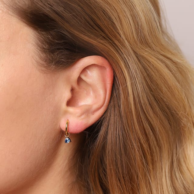 Gold Trip Gold Trip Women's December Huggie Hoop Birthstone Charm Earrings in Gold - 2